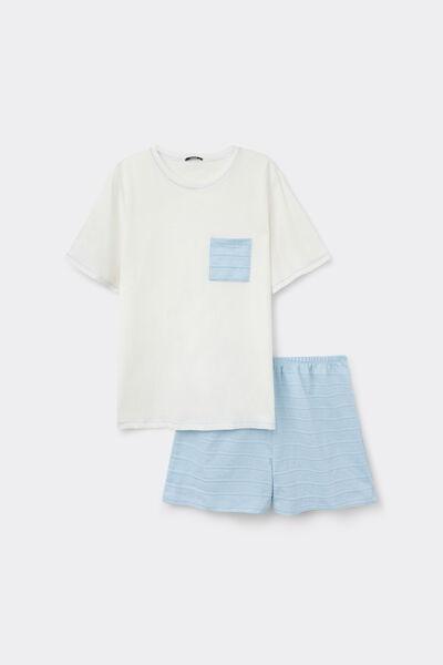 White Pocket Detail Cotton Pyjama Set, 5701_335Z, large image number 3