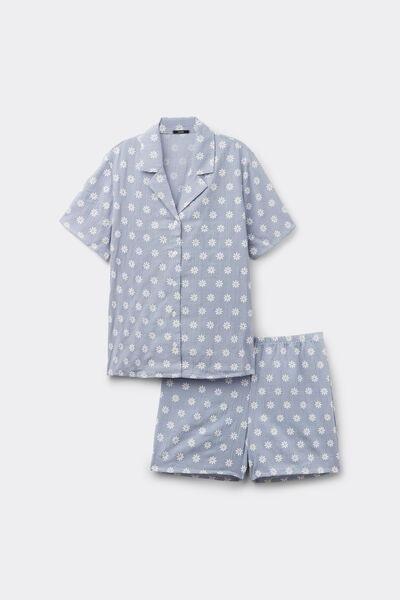Blue Short Button-Up Pyjama Set, 5701_481Z, large image number 3