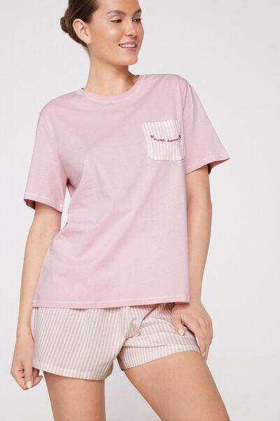 Pink Short-Sleeved Short Pyjama Set, 5701_517Z, large image number 0