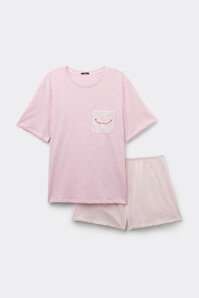 Pink Short-Sleeved Short Pyjama Set, 5701_517Z, large image number 3