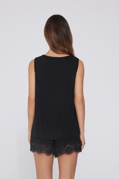 Black V-Neck Pyjama Set, , large image number 1