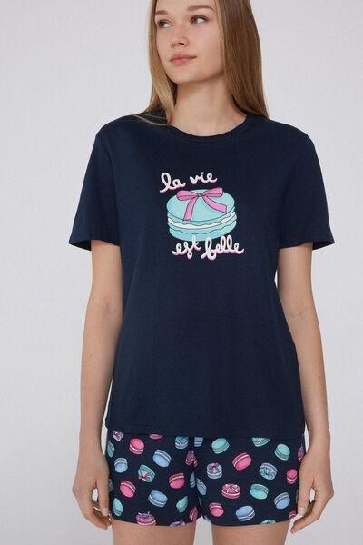 Navy Printed Pyjama Set, , large image number 2