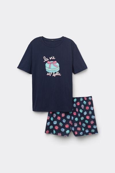 Navy Printed Pyjama Set, , large image number 3