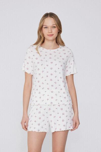 White Ribbed Pyjama Set, , large image number 0