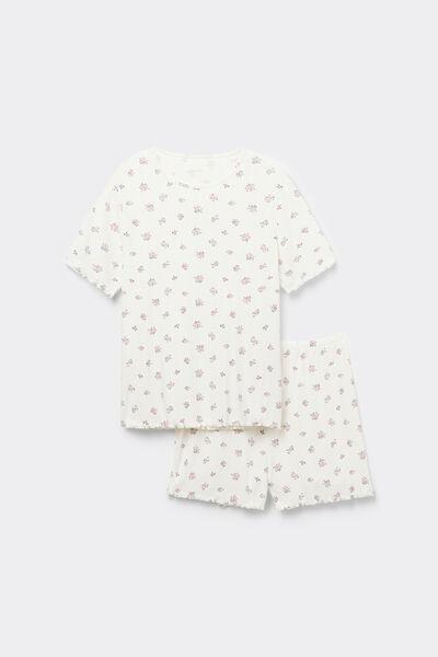 White Ribbed Pyjama Set, , large image number 3