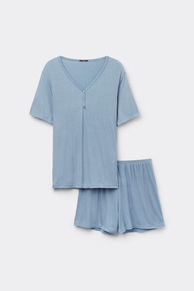 Grey V-Neck Ribbed Pyjama Set, 5701_326Y, large image number 3