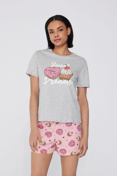 Grey Printed Pyjama Set, , large image number 0