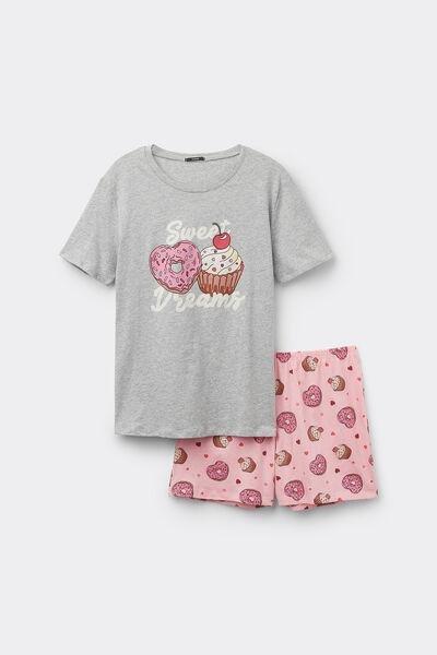 Grey Printed Pyjama Set, , large image number 3