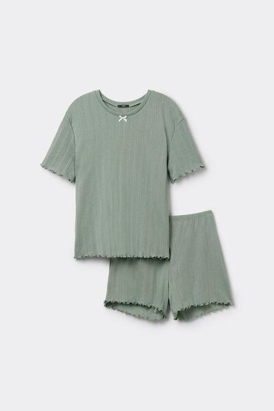 Green Short Sleeve Pyjama Set, , large image number 3