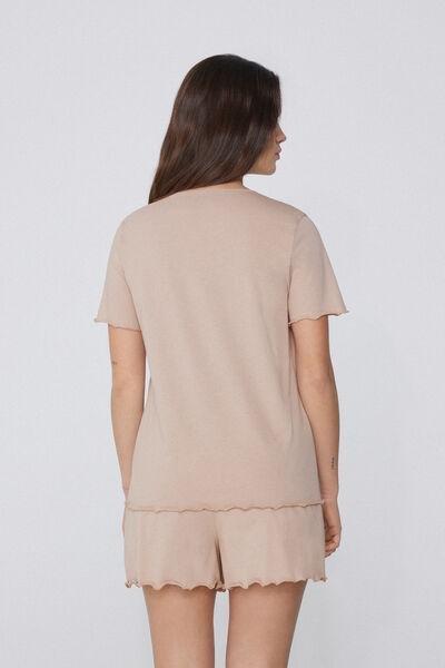 Beige Half Sleeve Pyjama Set, , large image number 1