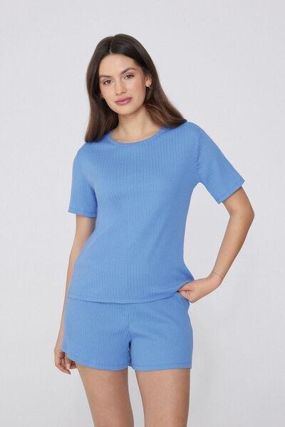 Blue Openwork Ribbed Pyjamas, , large image number 0