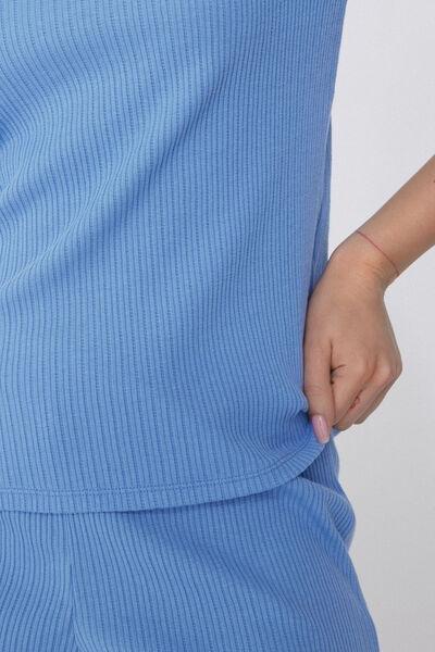 Blue Openwork Ribbed Pyjamas, , large image number 2