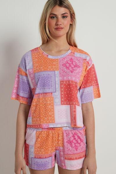 Tezenis Girls’ Bandana Print Short Cotton Pajamas Girl Multicolor Size 8-9