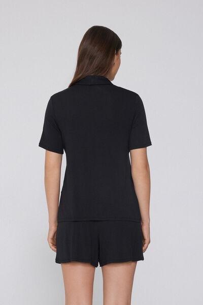 Black Button-Down Viscose Pyjama Set, , large image number 1