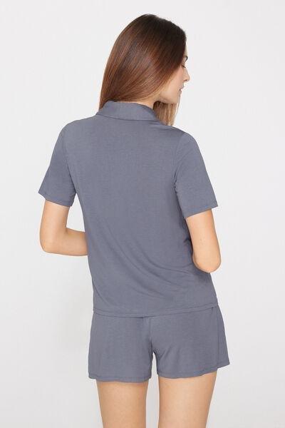 Short-Sleeved Short Viscose Button-Up Pyjama Set, 5701_183Z, large image number 1