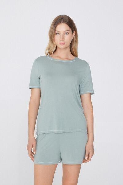 Green Short Viscose Pyjama Set, , large image number 0