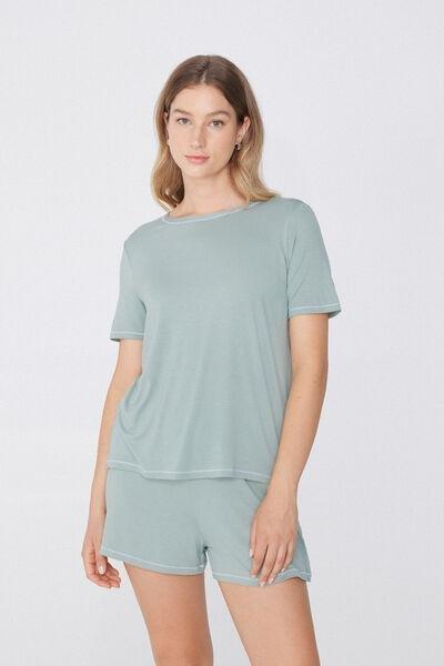 Green Short Viscose Pyjama Set, , large image number 1