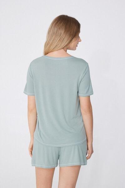 Green Short Viscose Pyjama Set, , large image number 2