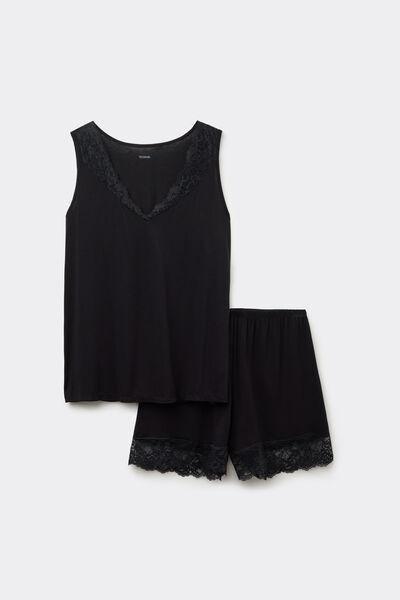Black Short-Sleeved Pyjama Set, , large image number 1