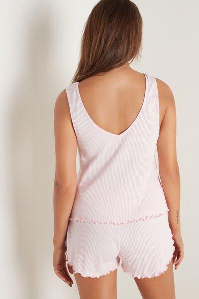 Pink Ribbed Cotton Short Pyjamas, 5701_363U, large image number 2