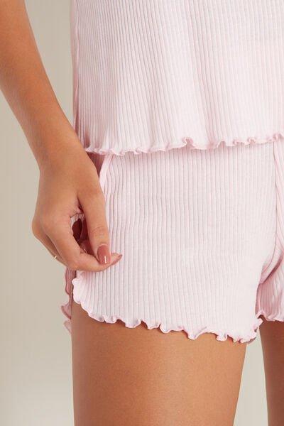 Pink Ribbed Cotton Short Pyjamas, 5701_363U, large image number 3