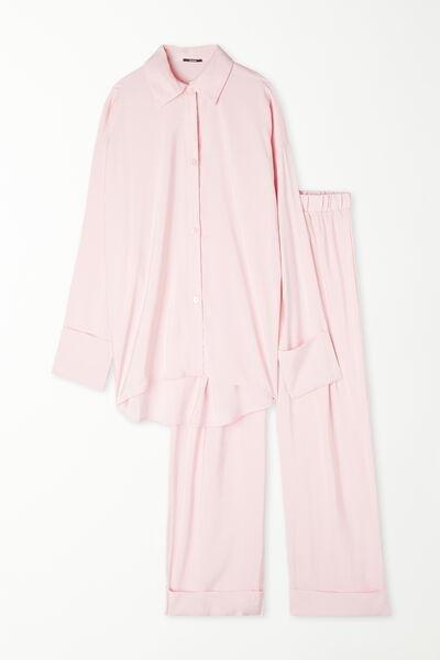 Pink Soft Canvas Oversize Long Pyjamas, , large image number 4