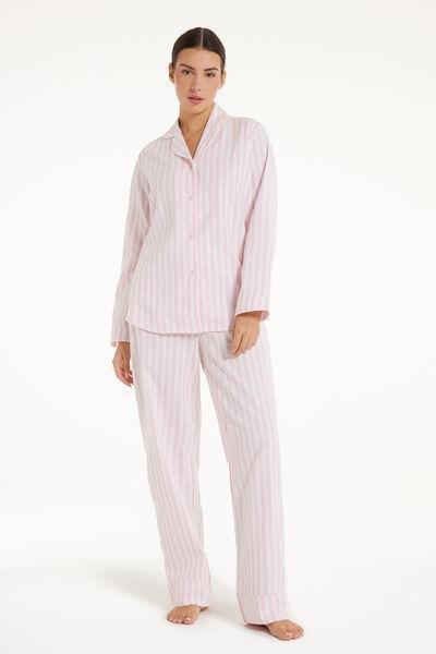 Pink Long Button-Front Flannel Pyjamas, , large image number 0