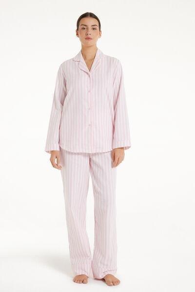 Pink Long Button-Front Flannel Pyjamas, , large image number 4