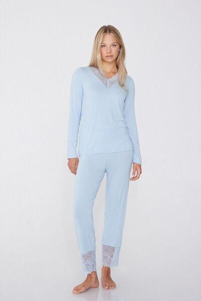 Blue Long Sleeve Pyjama Set, 5701_853W, large image number 0