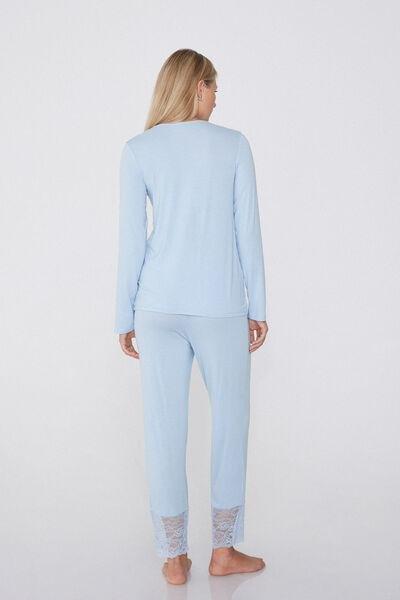 Blue Long Sleeve Pyjama Set, 5701_853W, large image number 2