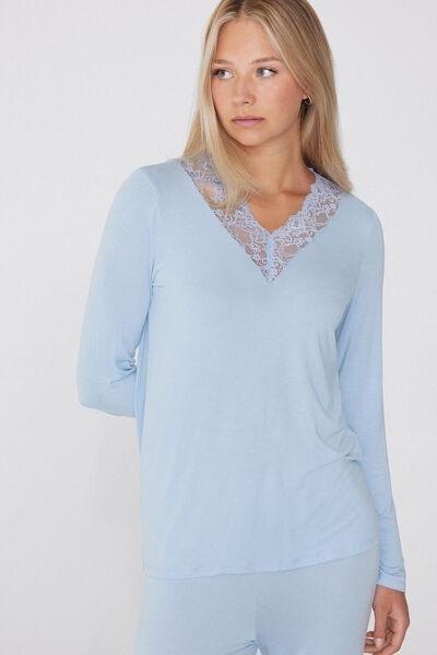 Blue Long Sleeve Pyjama Set, 5701_853W, large image number 3