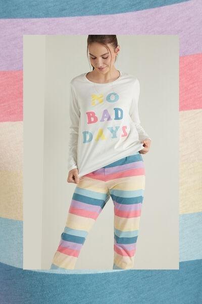 White Printed Long Cotton Pyjamas, 5701_621U, large image number 0