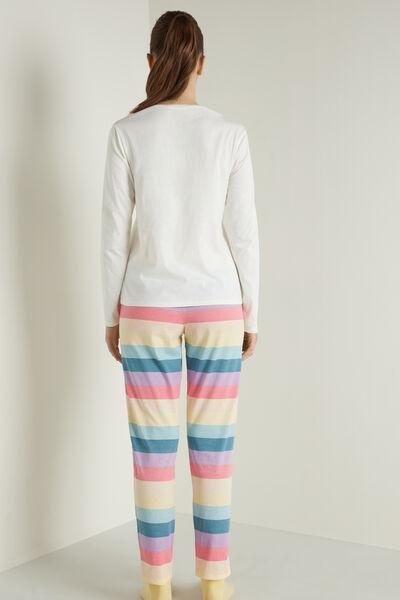 White Printed Long Cotton Pyjamas, 5701_621U, large image number 2