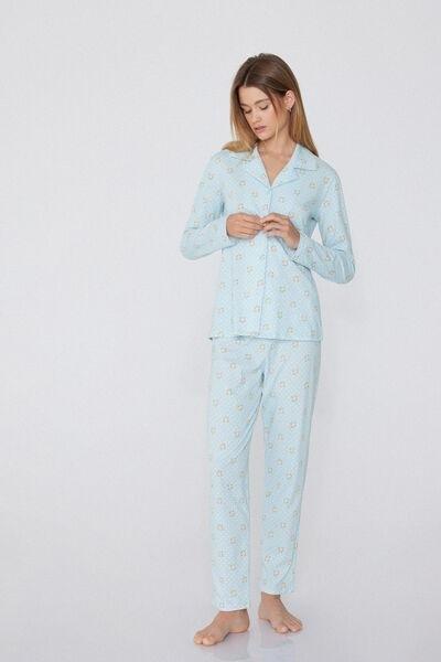 Cream Long Sleeve Pyjama Set, 5701_855W, large image number 0