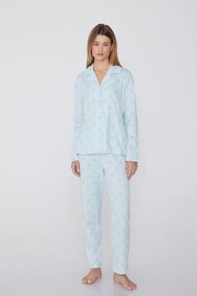 Cream Long Sleeve Pyjama Set, 5701_855W, large image number 1