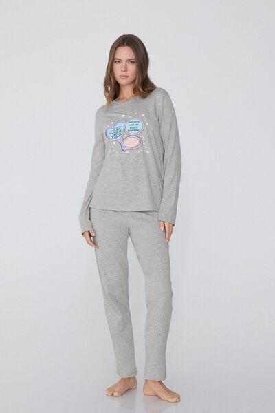 Grey Printed Pyjamas Set, 5701_887W, large image number 0