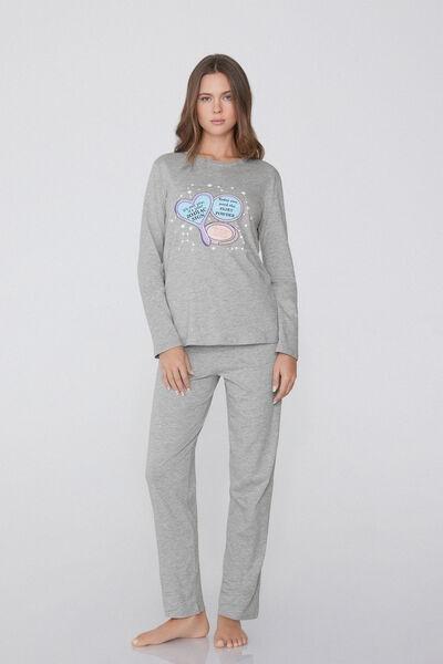 Grey Printed Pyjamas Set, 5701_887W, large image number 1