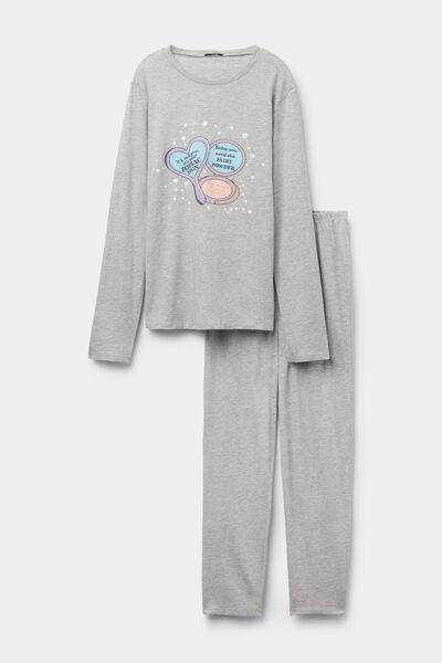 Grey Printed Pyjamas Set, 5701_887W, large image number 4