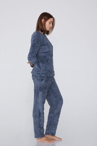 Blue Devore Heart Pyjamas Set, 5701_171Y, large image number 0