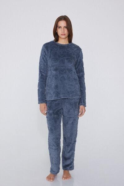 Blue Devore Heart Pyjamas Set, 5701_171Y, large image number 1