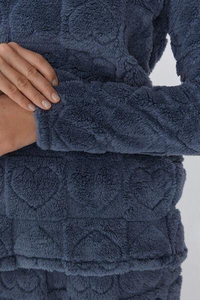 Blue Devore Heart Pyjamas Set, 5701_171Y, large image number 3