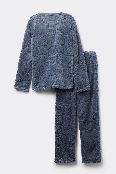 Blue Devore Heart Pyjamas Set, 5701_171Y, large image number 4