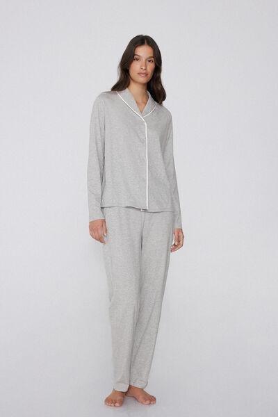 Grey Button-Down Cotton Pyjama Set, 5701_740Y, large image number 0