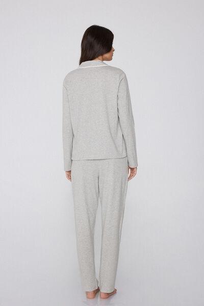 Grey Button-Down Cotton Pyjama Set, 5701_740Y, medium