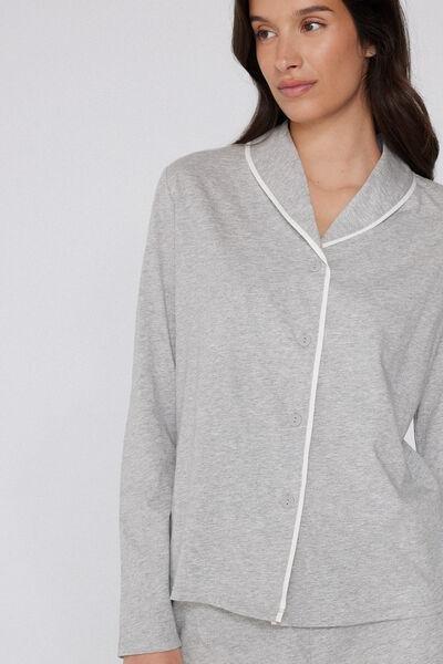Grey Button-Down Cotton Pyjama Set, 5701_740Y, large image number 2