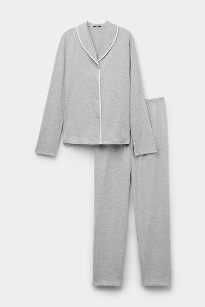 Grey Button-Down Cotton Pyjama Set, 5701_740Y, large image number 3