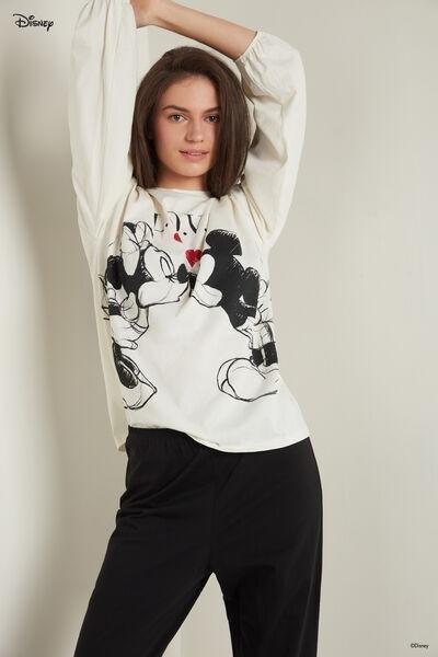 White Disney Mickey And Minnie Long Cotton Pyjamas, 5701_617U, large image number 0