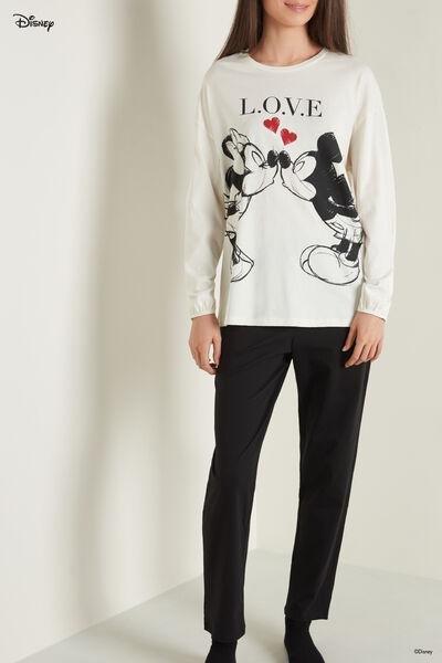 White Disney Mickey And Minnie Long Cotton Pyjamas, 5701_617U, large image number 1