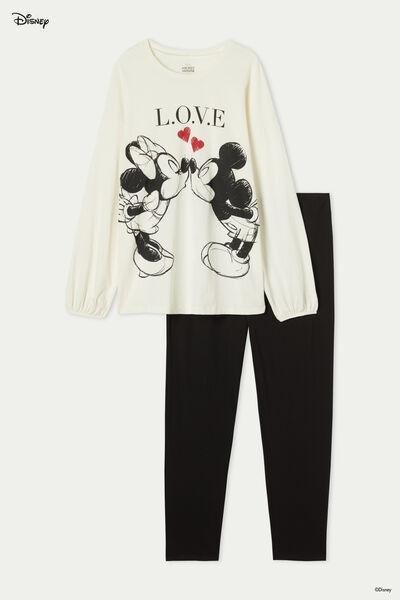White Disney Mickey And Minnie Long Cotton Pyjamas, 5701_617U, large image number 4