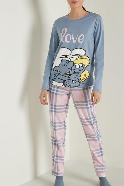 Tezenis - Blue Smurfs Long Cotton Pyjamas